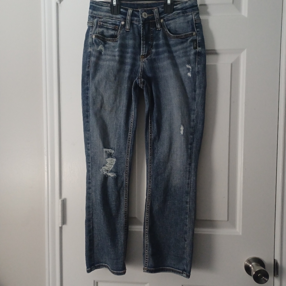 Silver Jean Co Distressed Suki Capris Jeans Sz 4